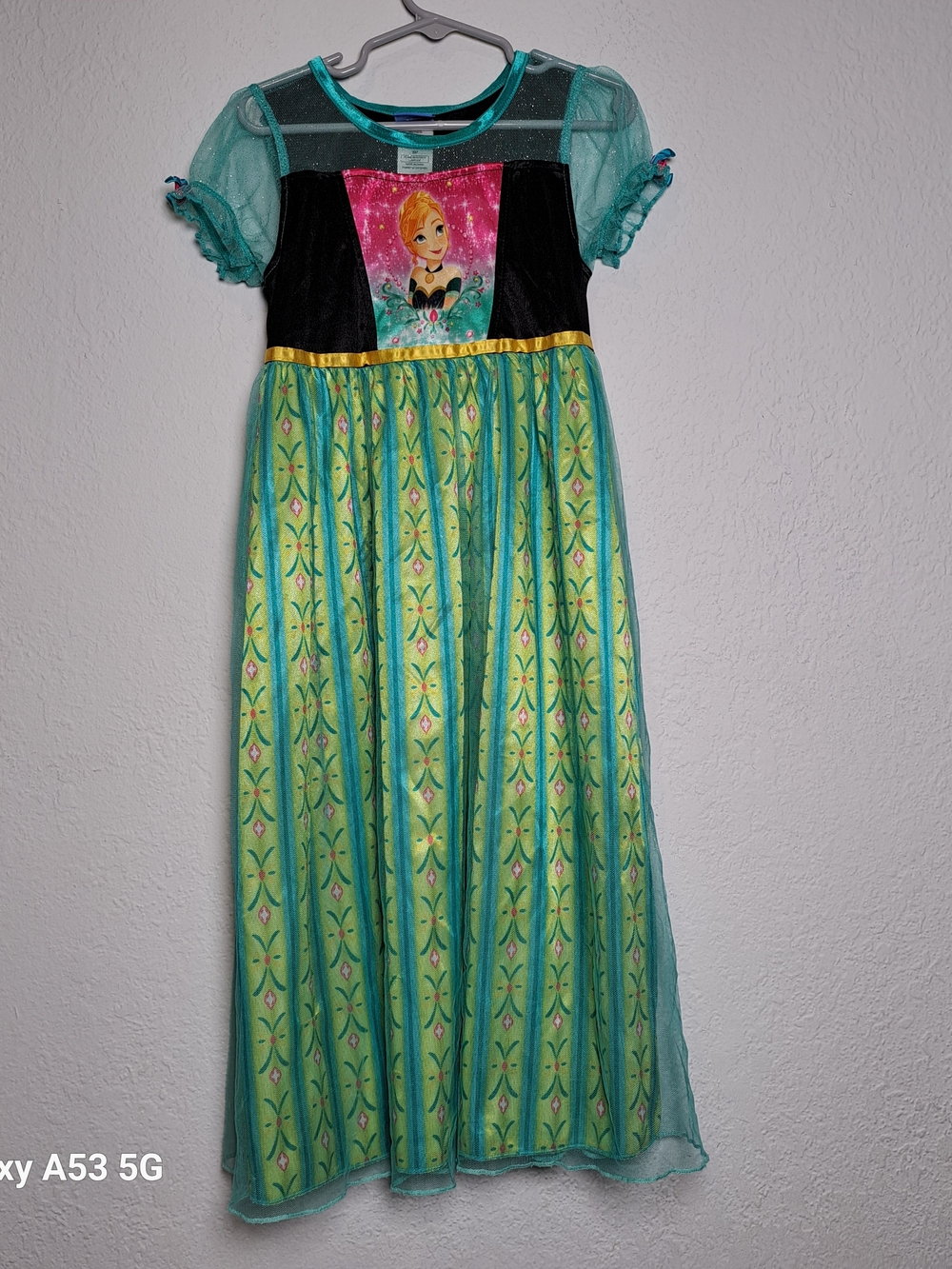 Disney Teal, Light Green & Black Anna Costume Dress
